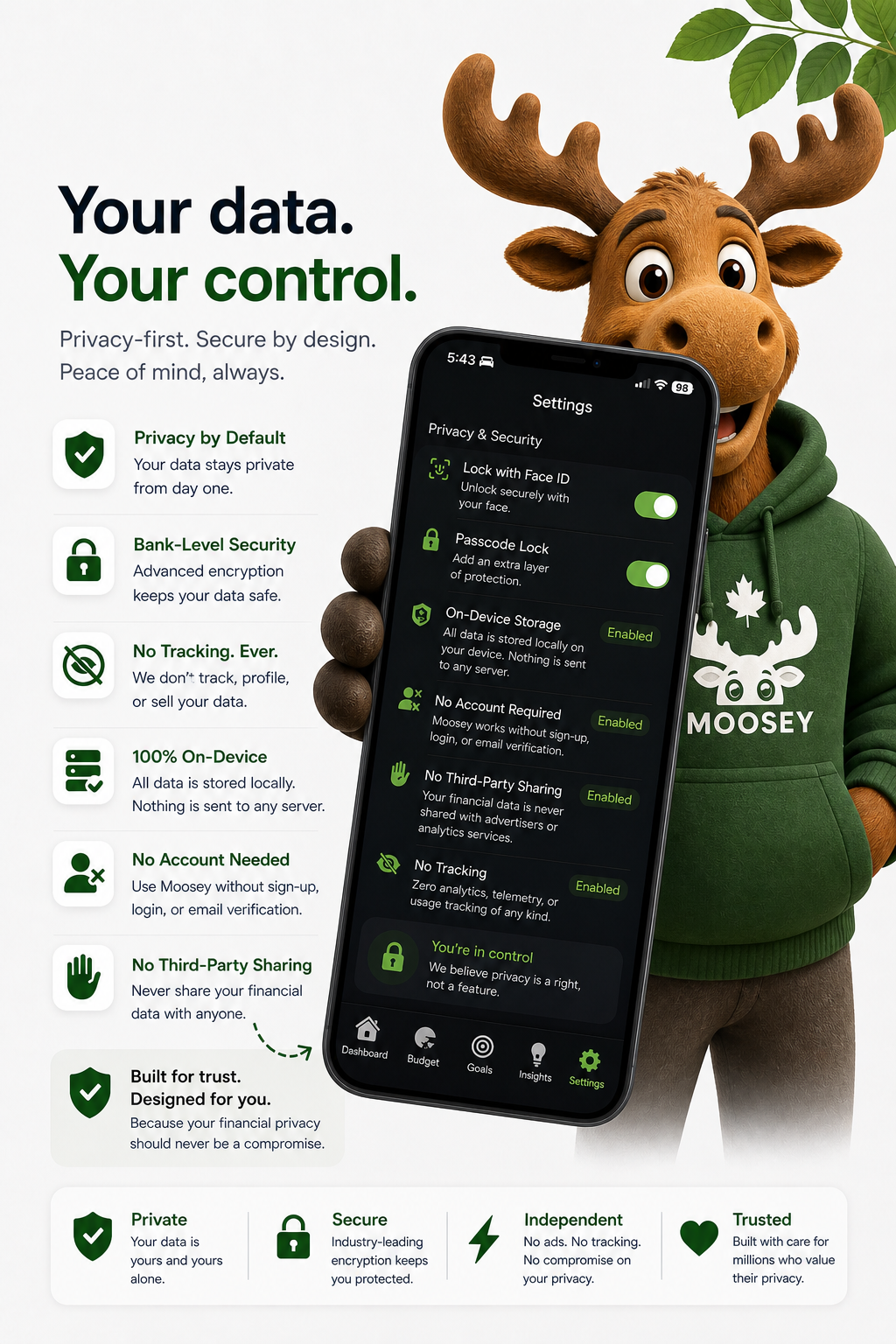 Moosey privacy screen on iPhone