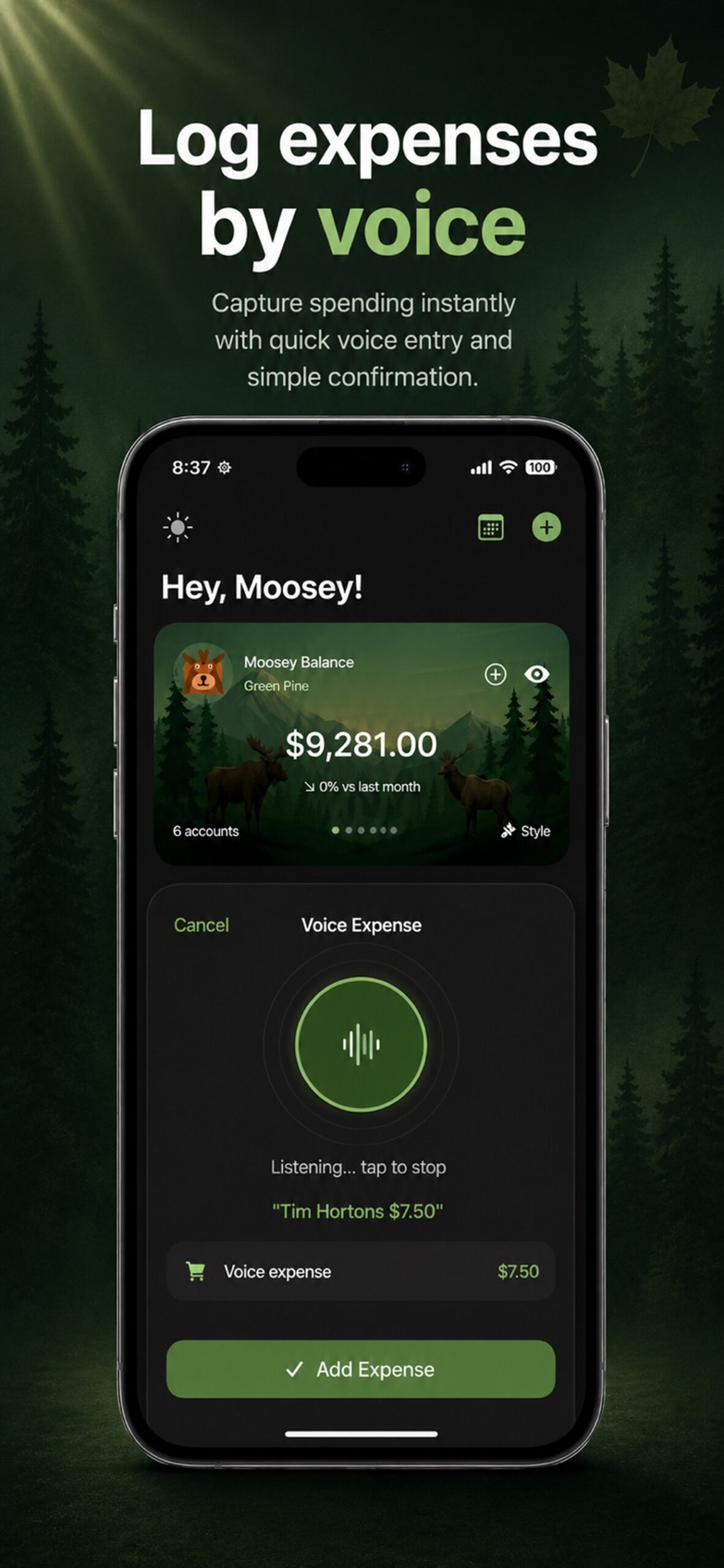 Moosey receipt capture screen